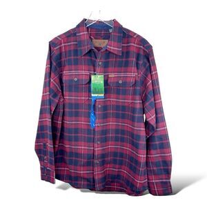 NWT ORVIS Heavy Weight Flannel Men's Hand Pockets Long Sleeve in Red Large